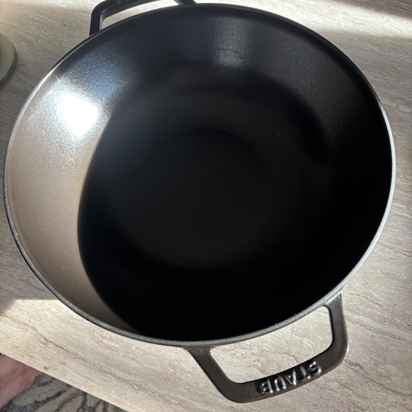 Staub Enameled Cast Iron Perfect Pan Wok, 12" Matte Black - Picture 5 of 5